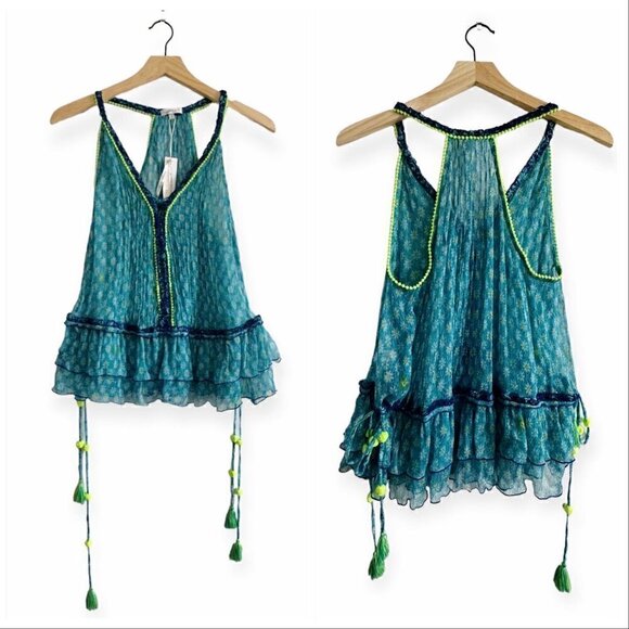 Poupette St Barth Bety printed silk top, New with tags, Size XS - Picture 16 of 16